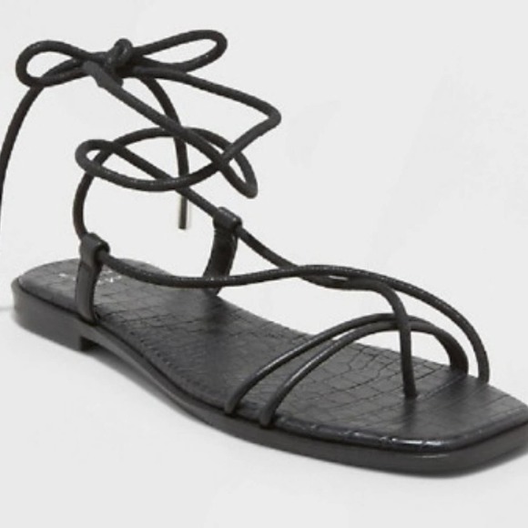 a new day Shoes - A New Day Talia Lace-Up Sandals Black 8